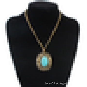 Turquesa de moda turquesa de oro de la vendimia de oro cadena de piedras preciosas collar colgante
